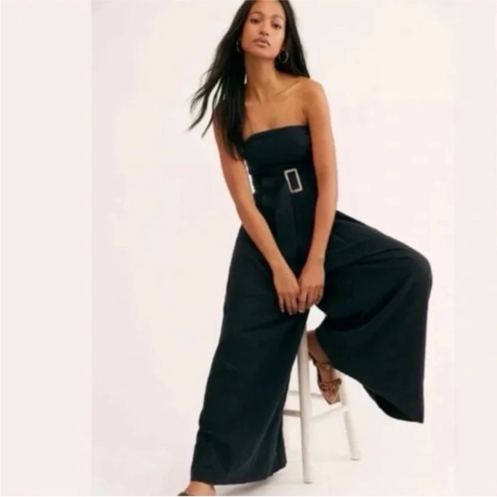 Free People Lucia Strapless Jumpsuit Size 4 Black - Picture 2 of 7